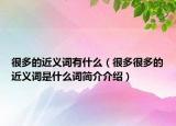 很多的近義詞有什么（很多很多的近義詞是什么詞簡介介紹）