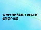 culture可數(shù)名詞嗎（culture可數(shù)嗎簡(jiǎn)介介紹）