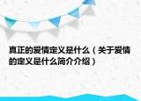 真正的愛情定義是什么（關(guān)于愛情的定義是什么簡介介紹）