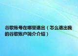 谷歌賬號(hào)在哪里退出（怎么退出我的谷歌賬戶簡(jiǎn)介介紹）