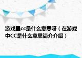 游戲里cc是什么意思呀（在游戲中CC是什么意思簡介介紹）