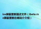 ios屏蔽更新描述文件（ibeta me屏蔽更新在哪簡介介紹）