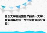 什么文字是我國最早的統(tǒng)一文字（我國最早的統(tǒng)一文字是什么簡介介紹）