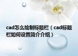 cad怎么繪制標(biāo)題欄（cad標(biāo)題欄如何設(shè)置簡介介紹）