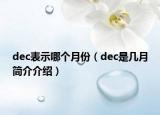 dec表示哪個月份（dec是幾月簡介介紹）