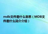 mdb文件是什么意思（MDB文件是什么簡介介紹）