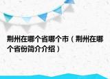 荊州在哪個省哪個市（荊州在哪個省份簡介介紹）