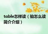 tαble怎樣讀（駘怎么讀簡介介紹）