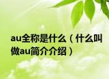 au全稱是什么（什么叫做au簡介介紹）