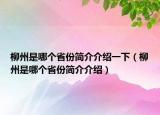 柳州是哪個省份簡介介紹一下（柳州是哪個省份簡介介紹）