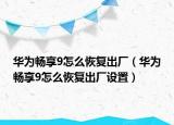 華為暢享9怎么恢復出廠（華為暢享9怎么恢復出廠設置）