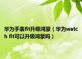 華為手表fit升級(jí)鴻蒙（華為watch fit可以升級(jí)鴻蒙嗎）