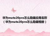 華為mate20pro怎么隱藏應(yīng)用名稱（華為mate20pro怎么隱藏相冊）