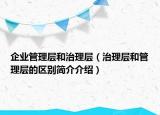 企業(yè)管理層和治理層（治理層和管理層的區(qū)別簡(jiǎn)介介紹）