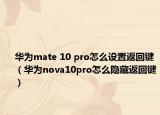 華為mate 10 pro怎么設(shè)置返回鍵（華為nova10pro怎么隱藏返回鍵）