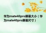 華為mate40pro屏幕大小（華為mate40pro屏幕尺寸）