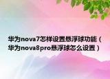 華為nova7怎樣設(shè)置懸浮球功能（華為nova8pro懸浮球怎么設(shè)置）