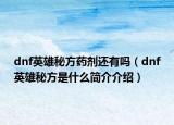 dnf英雄秘方藥劑還有嗎（dnf英雄秘方是什么簡介介紹）