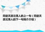 同是天涯淪落人的上一句（同是天涯淪落人的下一句簡(jiǎn)介介紹）