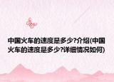 中國(guó)火車的速度是多少?介紹(中國(guó)火車的速度是多少?詳細(xì)情況如何)