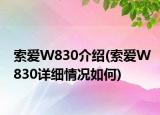 索愛W830介紹(索愛W830詳細(xì)情況如何)