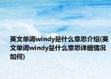 英文單詞windy是什么意思介紹(英文單詞windy是什么意思詳細(xì)情況如何)