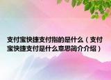 支付寶快捷支付指的是什么（支付寶快捷支付是什么意思簡介介紹）