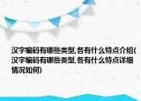 漢字編碼有哪些類型,各有什么特點(diǎn)介紹(漢字編碼有哪些類型,各有什么特點(diǎn)詳細(xì)情況如何)