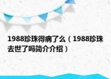 1988珍珠得病了么（1988珍珠去世了嗎簡介介紹）