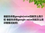 誰能告訴我google(voice到底怎么用介紹 誰能告訴我google voice到底怎么用詳細情況如何)