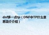 dnf多一點tp（DNF中TP什么意思簡介介紹）