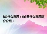 faIl什么意思（fail是什么意思簡介介紹）