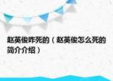 趙英俊咋死的（趙英俊怎么死的簡介介紹）