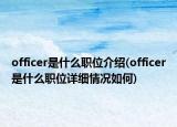 officer是什么職位介紹(officer是什么職位詳細(xì)情況如何)