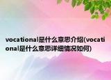 vocational是什么意思介紹(vocational是什么意思詳細(xì)情況如何)