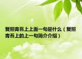 復照青苔上上面一句是什么（復照青苔上的上一句簡介介紹）