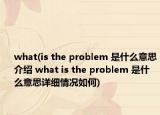 what(is the problem 是什么意思介紹 what is the problem 是什么意思詳細(xì)情況如何)