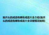 地開頭的成語有哪些成語大全介紹(地開頭的成語有哪些成語大全詳細(xì)情況如何)