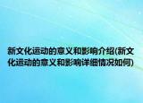 新文化運動的意義和影響介紹(新文化運動的意義和影響詳細情況如何)