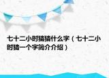 七十二小時猜猜什么字（七十二小時猜一個字簡介介紹）