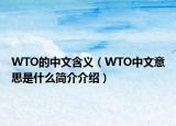 WTO的中文含義（WTO中文意思是什么簡介介紹）