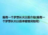 我有一個夢想長大以后介紹(我有一個夢想長大以后詳細情況如何)