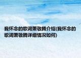 我懷念的歌詞蕭敬騰介紹(我懷念的歌詞蕭敬騰詳細(xì)情況如何)