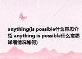 anything(is possible什么意思介紹 anything is possible什么意思詳細情況如何)