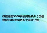 微信提現(xiàn)5000手續(xù)費是多少（微信提現(xiàn)5000手續(xù)費多少簡介介紹）