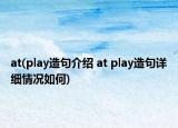 at(play造句介紹 at play造句詳細(xì)情況如何)