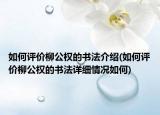 如何評價柳公權的書法介紹(如何評價柳公權的書法詳細情況如何)