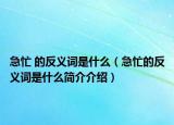 急忙 的反義詞是什么（急忙的反義詞是什么簡(jiǎn)介介紹）