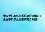 金立手機怎么刷系統(tǒng)簡介介紹語（金立手機怎么刷系統(tǒng)簡介介紹）