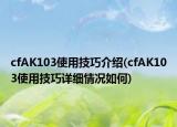 cfAK103使用技巧介紹(cfAK103使用技巧詳細情況如何)